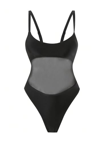 SHENHE Women's Sexy High Cut One Piece Swimsuit Tummy Control Sheer Mesh Bathing Suit Swimwear4