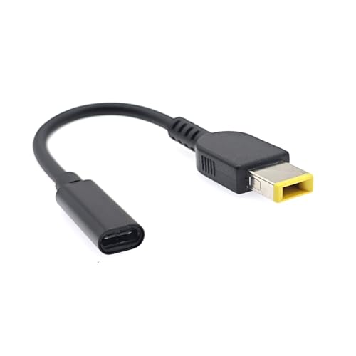 JZK 65 W PD USB-C auf Slim Tip Kabeladapter f&uuml;r ThinkPad, USB Typ C-Buchse auf rechteckigen gelben Stecker f&uuml;r Lenovo Laptop Netzteil Ladekabelkonverter