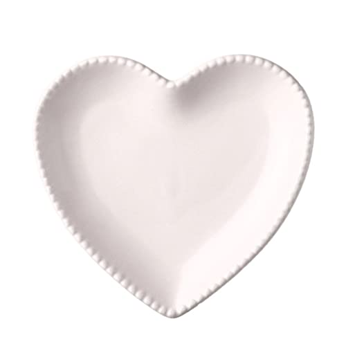 Hemoton Heart Shaped Dessert Salad Plate - 6.9 Inch (17.5Cm) Ceramic Dinner Plates, Heart Dishes For Dessert, Appetizer, Microwave & Oven Safe (White) #TOP6