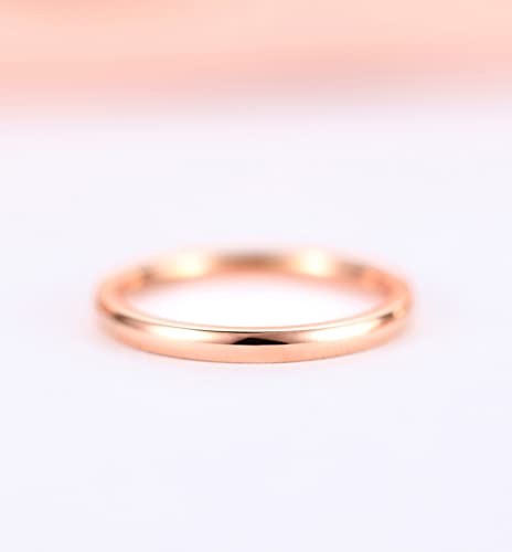 TIGRADE 2mm 4mm Titanium Ring Rose Gold Dome High Polished Wedding Band Comfort Fit Size 3-13.52