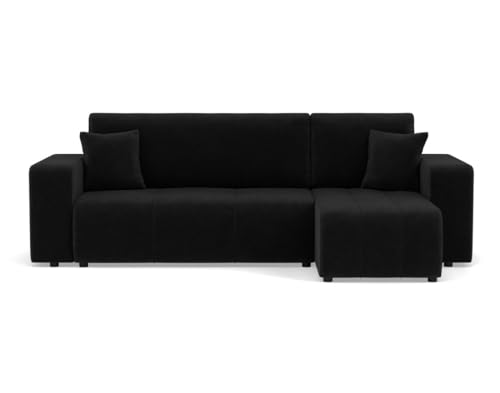 Bestmobilier - Nicole - canapé d'angle réversible 4 Places Convertible avec Coffre en Tissu, Gris Anthracite