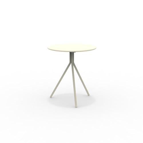 MONDO VIRO Tavolo tondo in metallo zincato Twist per giardino smontabile h 75 cm (Medio - cm 65x65 75h, Bianco perla)