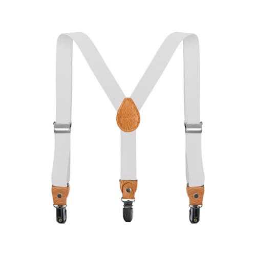 Y-back Suspenders for Men 1-inch Wide Elastic Braces with 3 Strong Metal Clips, Adjustable for Daily & Formal Wear