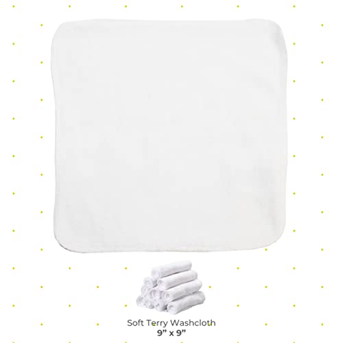Image of Spasilk Washcloth Wipes Set for Newborn Boys and Girls, Soft Terry Washcloth Set, Pack of 20, White