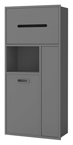 Niche de salle de bain encastrable en inox gris avec support papier toilette et balai balayette