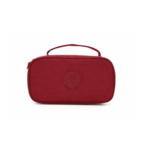 Estojo Escolar Box Grande Capacidade Organizador Necessaire Para Lápis Com 20 Elásticos Zíper Resistente Papelaria Fofa Estojo Tactel, PREMIUM (Vinho)