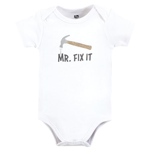 Hudson Baby Unisex Baby Cotton Bodysuits, Daddys Helper Tools, 0-3 Months - Thumbnail 5