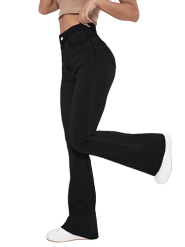 Image of Aahwan Women's & Girls' Solid Black Low Waist Ripped Distressed Mom Fit Stretch Denim Jeans(KV-255)