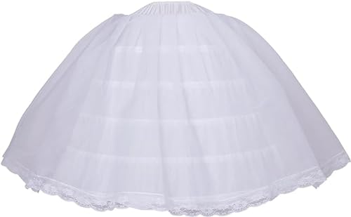 Women Puffy Crinoline Petticoat 6 Hoop 2 Tulle Layers Skirt Slips Long Underskirt for Quinceanera Wedding Bridal Dress