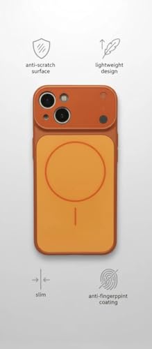 Image of for iPhone 14 |Convert to 17 pro /17 Pro Max Style Premium Back Glass Magsafe Wireless Charge Converter Cover Magnetic Case for iPhone 14 |Convert to 17 pro /17 Pro Max (Orange)