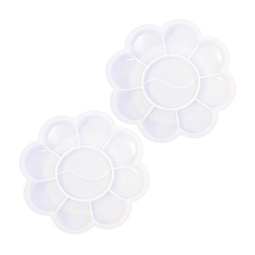 DHWEKU 2 Piezas Paleta de Pintura,Bandejas Plástico de Mezcla,Paleta de Pintura Flor de Ciruelo,Paleta de Colores,Acuarela Paleta de Pintura de Plástico,para Pintura Arte,Artesanía Bricolaje,Aceite
