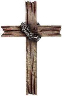 Mardel Rustic Wood-Look with Barbed Wire Wall Cross, 20 x 12 Inches