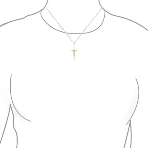 Bijou religieux chrétien catholique : pendentif croix crucifix Jésus traditionnel bicolore - 3