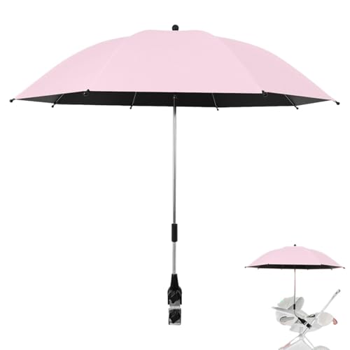 Umbrella For Stroller, Portable Umbrellas For Rain, Foldable Child Cradle Parasol With Clamp Travel Supplies, Pushchair Attachment For Outdoor Activities