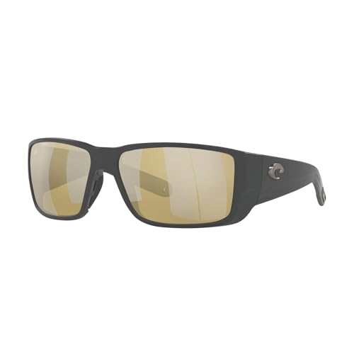 Costa Del Mar Sunglasses for Men - Blackfin PRO Mens Polarized Sunglasses - Fishing, Boating & Beach UV Protection - Size 60 - Matte Black/Sunrise Silver Mir 580G