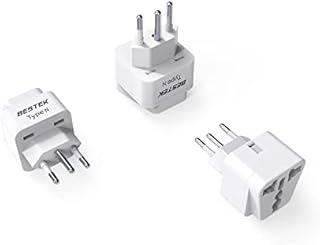 BESTEK Brazil, South Africa Travel Plug Adapter, Grounded Universal Type N Plug Adapter BR to US Adapter - Ultra Compact for Brazil, South Africa and More, 3 Pack