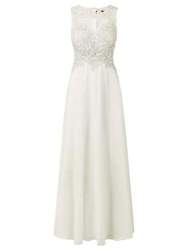 APART Abendkleid mit floraler Spitze und Tüll-Einsatz, Creme, 42