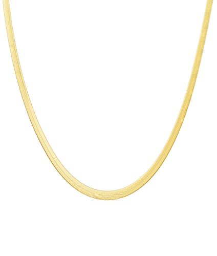 DEARMAY 14K Gold Plated Necklace for Women Dainty Gold Choker Herringbone Necklaces Simple Minimalist Thin Snake Chain Necklace Gold Jewelry Gifts
