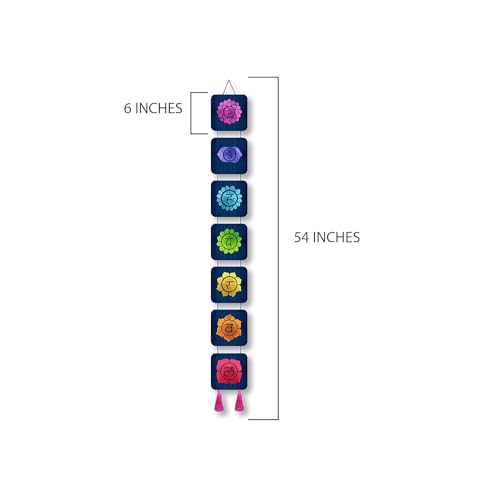 Image of AURANCE Wooden Seven Chakra Line Wall Art | Spiritual Balance | Home Decor | Office | Meditation Space | Yoga Studio | Gift Giving | Spiritual Place | Healing Center,60 Cm