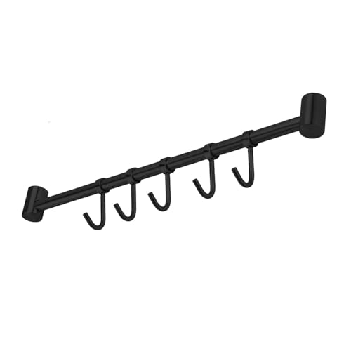 Intirilife barra de colgar para la cocina de acero inoxidable con 5 ganchos móviles para taladrar - 35.8 x 3.4 x 2.2 cm - barra de colgar para la cocina gancho varilla portavasos soporte de pared