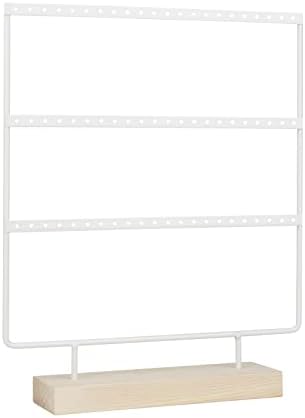 Earring Stand Holder Multi Tier Wooden Earring Organiser 66 Holes Jewelry Display Rack Hanging Earrings White