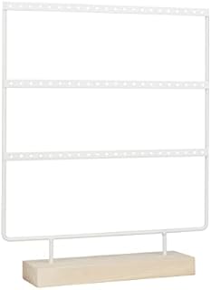 Earring Stand Holder Multi Tier Wooden Earring Organiser 66 Holes Jewelry Display Rack Hanging Earrings White