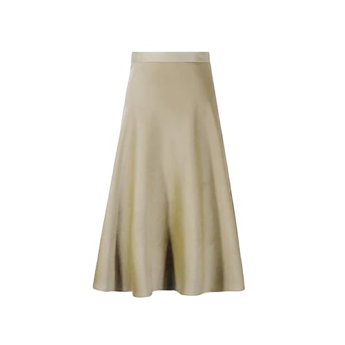 Jupe longue en satin noir pour femmes jupe trapèze taille haute chic