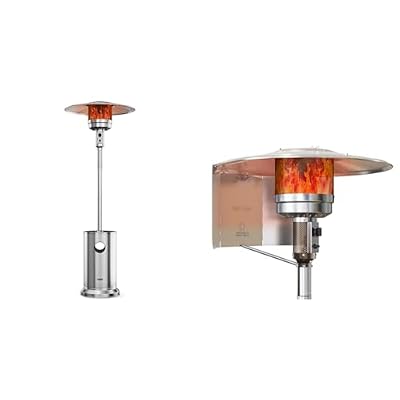 EAST OAK 48,000 BTU Patio Heater for Outdoor Use With Round Table Design & Patio Heater Reflector Shield, Outdoor Heater Reflector Shield as Patio Heater Replacement Part