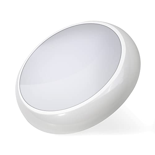 Bright Source LED 2D Polo Bulkhead Luminaire Wall & Ceiling Fitting, White Trim, Switchable Wattage 9W 14W 18W, Adjustable Colour Temperature 3000K 4000K 6000K, IP65, IK08