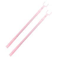 NUOBESTY 2pcs Retractable Clothes Hanger Pole Pink Telescopic Reach Stick Adjustable Laundry Drying Rod with Strong Bearing Capacity for Balcony and Indoor Use