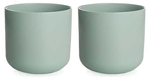 Rammento Steingut-Blumentopf, 2er-Set, hellblau, 13,5 cm, rund,...