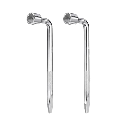 Image of HARFINGTON 2pcs Car Spare Tire Lug Wrench 22mm Carbon Steel l Type Slotted End Hexagon Socket Wrench L-Shaped Tire Repair Tool for Automobile Repair