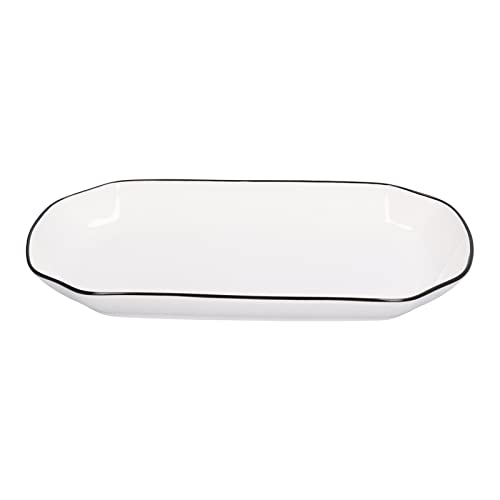 WPKD BLUEIY 12in Dinner Plate, 550ml White Ceramic Noodle Soup Fish Plate, Kitchen Tableware for Restaurant and Home Use