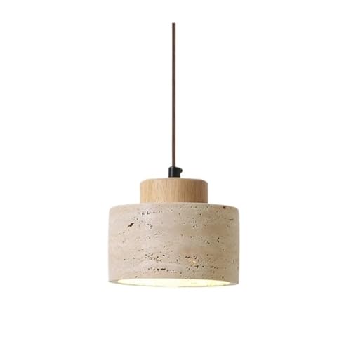 Luminaire de salle à manger suspension jaune bois et pierre grotte