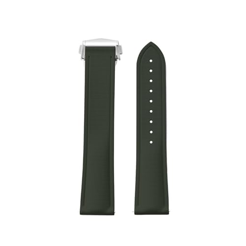 TgX IK XEHb` jo[T 20mm 21mm 22mm FKM o[ NCbN[X EHb`Xgbv tH[fBOobNt(Green,21MM_SILVER BUCKLE)
