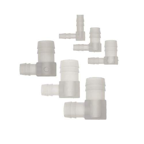 MEXEWORD Raccord de Tuyau d'arrosage en Forme de L, 5 pièces, coude réducteur cannelé en Plastique de 2,4 mm, 3,2 mm, 6 mm, 8 mm, 10 mm, 12 mm, 14 mm(14mm to 10mm)
