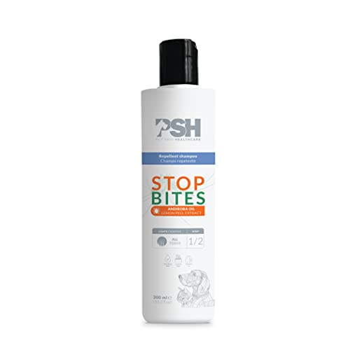 PSH PET SKIN HEALTHCARE Stop Bites Shampoo - Champú para Perros Repelente Antiparasitarios - 300 ml, Blanco