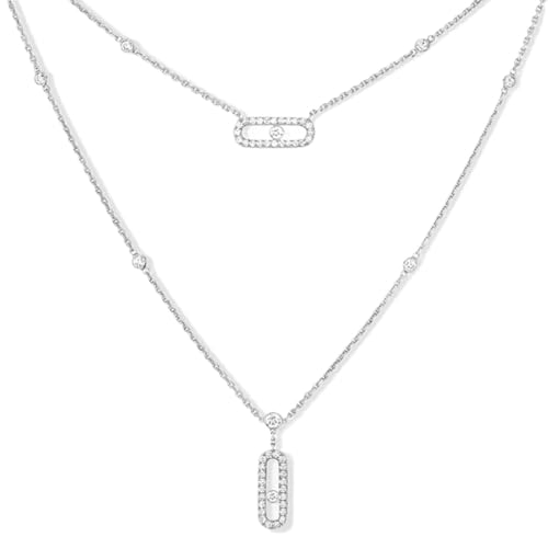 Collier pour femmes en argent 925, pendentif double couche idéal pour le bureau