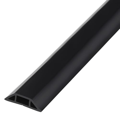 Canaleta para cables de PVC negro, 16 m / 52,5 pies, resistente y cortable, con cinta adhesiva y retardante de llama, para salas de servidores, aeropuertos, hospitales, PC y hogar miniatura 1