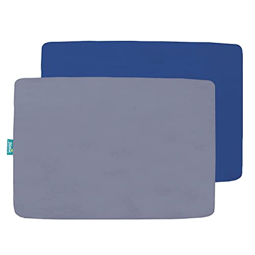 Biloban Mini Crib Sheets Fitted, 2 Pack Mini Crib Sheet Fits for Mini Crib Mattress, Neutral Mini Crib Sheets for Baby Boys and Girl, Grey & Navy, 38”X 24”