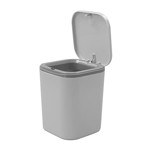 Basurero plástico pequeño cuadrado, 0.5 galón, con tapa gris