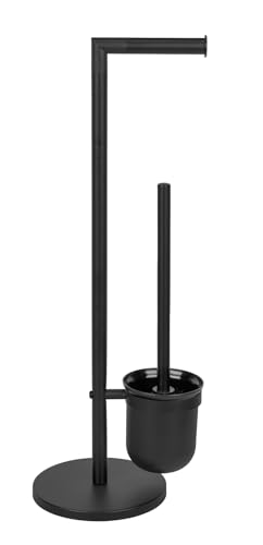 WENKO Stand WC-Garnitur Parus, Toilettenpapier-Halter & WC-Bürstenhalter inkl. Bürste, lackierter Stahl, Schwarz WENKO Stand WC-Garnitur Parus, Toilettenpapier-Halter & WC-Bürstenhalter inkl. Bürste, lackierter Stahl, Schwarz