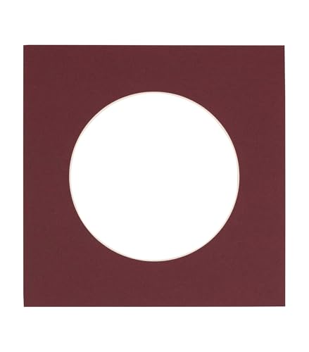 CountryArtHouse Maroon Acid Free 18x18 Circle Picture Frame Mat with White Core Bevel Cut for 14x14 Pictures - Fits 18x18 Frame - Pack of 1 Matboard