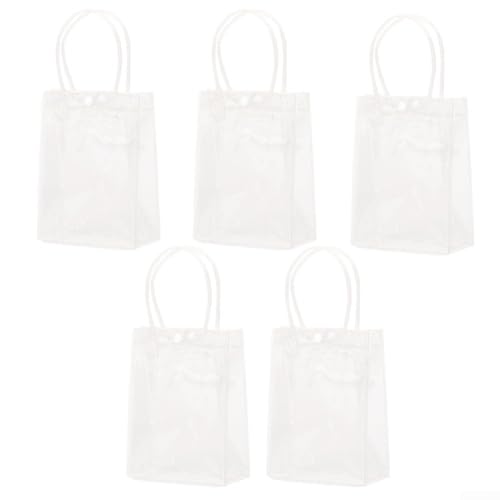 Juego de 5 bolsas transparentes de PVC con asas transparentes, bolsas de plástico reutilizables para embalaje, venta al por menor, bodas, cumpleaños y eventos especiales (35 x 30 x 12 cm)