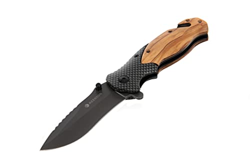 KEENSUN Klappmesser Holz/Carbon Einhandmesser Survival Taschenmesser Outdoor Campingmesser Messer