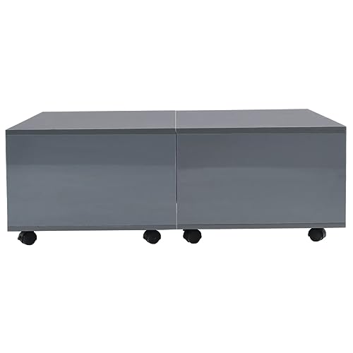 Table basse gris brillant en bois de salon moderne extensible de 100cm - 5