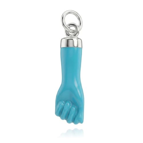 Passo Colgante mano turquesa en plata 925   Amuleto mal de ojo en un colgantito puño color azul claro   El colgante higa o figa se envía en una caja de regalo