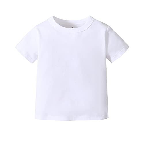 Image of OPAWO Unisex Infant Baby Crew Neck T-Shirt 4 Pack Toddler Short Sleeve Solid Color Tees Shirts for Boys Girls 6 Months-5T