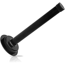 1pc 6 Inch Door Stops, Self Adhesive Long Door Stopper, Stainless Steel Sound Dampening Door Stop, Wall Mount Screw Doorstop with Rubber Bumper Upgraded Black