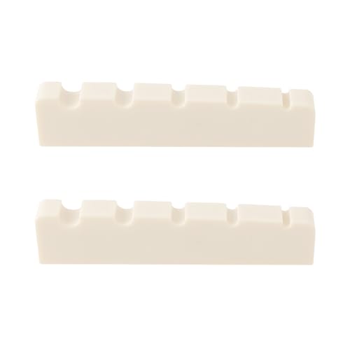 VGOL 2Pcs 5 String Electric Bass Bridge Nut Replacement Part 5 String Bass Guitar Top Nut 46x6x10.8-9.3mm Suitable for 5 String Bass, Ivory